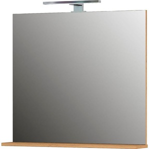 Badspiegel GERMANIA Scantic / Pescara Spiegel Gr. B/H/T: 76 cm x 75 cm x 15 cm, braun (granson, eiche, nachbildung) Badspiegel Breite 76 cm, mit Ablage, LED Beleuchtung, Spiegel