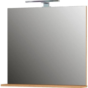 Badspiegel GERMANIA Scantic / Pescara Spiegel Gr. B/H/T: 76 cm x 75 cm x 15 cm, braun (granson, eiche, nachbildung) Badspiegel Breite 76 cm, mit Ablage, LED Beleuchtung, Spiegel