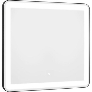 Badspiegel LED Spiegel Lana (Komplett-Set, 1-St), Spiegel mit schwarzem Rahmen und angerundeten Ecken