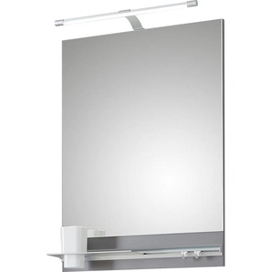 Badspiegel SAPHIR Quickset 357 Spiegel 50 cm breit, 70 hoch, LED-Beleuchtung, 330LM Gr. B/H/T: 50 cm x 78 cm x 9,5 cm, silberfarben (alufarben) Badspiegel Flächenspiegel Quarzgrau Matt, rechteckig, inkl. 1 Becher, 2 Haken