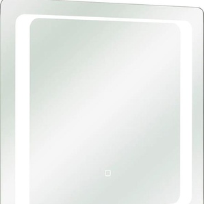 Badspiegel SAPHIR Quickset Spiegel inkl. LED-Beleuchtung und Touchsensor, 70 cm breit Gr. B/H/T: 70 cm x 70 cm x 3 cm, silberfarben (alufarben) Badspiegel