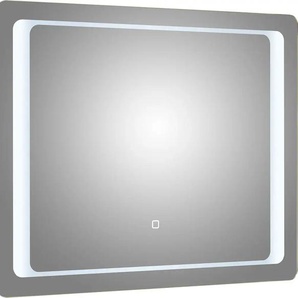 Badspiegel SAPHIR Quickset Spiegel inkl. LED-Beleuchtung und Touchsensor, 90 cm breit Gr. B/H/T: 90 cm x 70 cm x 3 cm, silberfarben (alufarben) Badspiegel