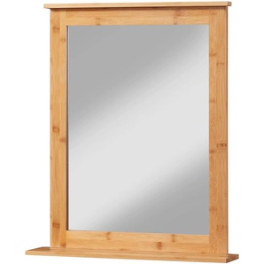 Badspiegel WELLTIME Bambus New Spiegel Gr. B/H/T: 58 cm x 70 cm x 12 cm, beige (natur) Badspiegel Badezimmerspiegel mit Bambus-Rahmen, eckig 58x70cm