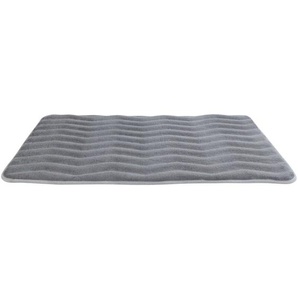 Badteppich Memory Foam Waves Hellgrau, 50 x 80 cm, Grau, Polyester hellgrau, Polyurethan , Kunststoff (sbr) - grau - Wenko