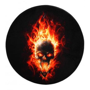Badteppich rund Totenkopf in Flammen 80 cm