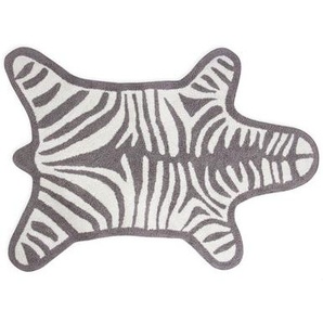 Badteppich Zebra textil weiß grau / Wendeteppich - 112 x 79 cm - Jonathan Adler - Grau
