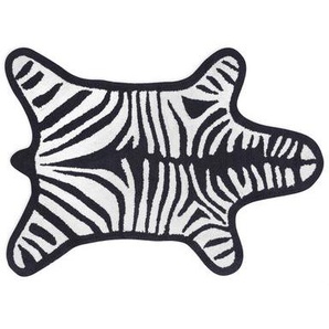 Badteppich Zebra textil weiß schwarz / Wendeteppich - 112 x 79 cm - Jonathan Adler - Schwarz