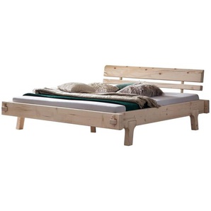 Balkenbett Fichtenholz, 140x200 cm, Steckverbindung, Vintage-Finish - Bett, Holzbett, Doppelbett