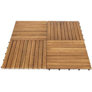 Balkon Holzfliesen Set aus Akazie Massivholz und Kunststoff 50 cm breit (5er Set)