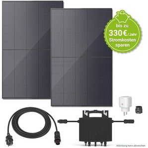 Balkonkraftwerk mit 2 FB Solarmodulen, Wechselrichter & AC Kabel
