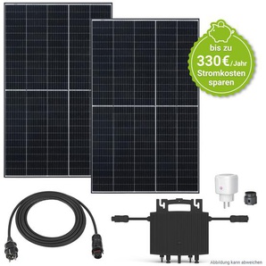 Balkonkraftwerk mit 2 Solarmodulen, Wechselrichter & AC Kabel