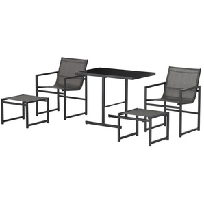 Balkonset platzsparend Agulo Plus - grau - Materialmix | Möbel Kraft