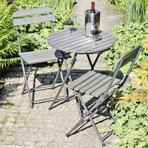 Balkonsitzgruppe Lugo 3-teilig Ø 60 cm Grau