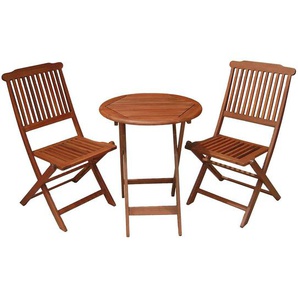 Balkonsitzgruppe Prag 3-teilig Ø 60 cm Braun