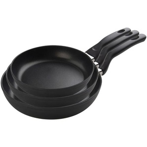 Ballarini Pfannenset Panarea, Schwarz, Metall, 3-teilig, rund, antihaftbeschichtet, Kochen, Pfannen, Pfannensets