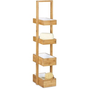 Bambus Badregal mit 4 Körben, Standregal f. Badezimmer u. mehr, Allzweckregal HxBxT: 88 x 25 x 18 cm, natur - Relaxdays