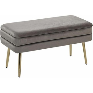 Bank Grau aus Samtstoff 100% Polyester Eisenbeine Retro/Modern Wohnzimmer Schlafzimmer Flur Modern
