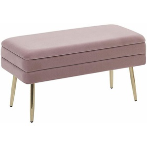 Bank Rosa/Gold mit Stauraum aus Samtstoff mit Metallbeinen in Glamour-Optik Wohnzimmer Schlafzimmer Rechteckig Modern