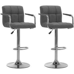Barhocker 2 Stk. Hellgrau Stoff
