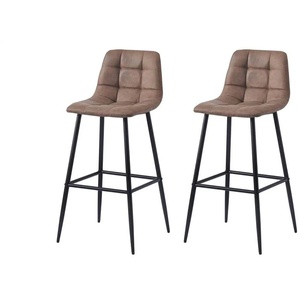 Barhocker 2er-Set - braun - Materialmix - 46,5 cm - 102 cm | Möbel Kraft