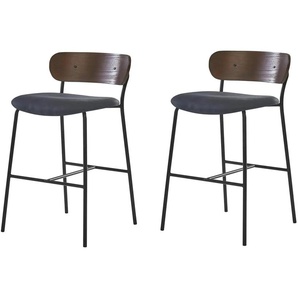 Barhocker 2er-Set - schwarz - Materialmix - 45,5 cm - 93,5 cm | Möbel Kraft