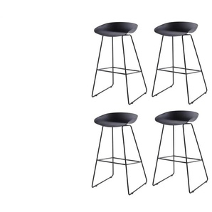 Barhocker 4er-Set - schwarz - Materialmix - 42 cm - 82 cm | Möbel Kraft