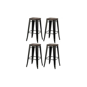 Barhocker 4er-Set - schwarz - Materialmix - 43 cm - 75 cm | Möbel Kraft