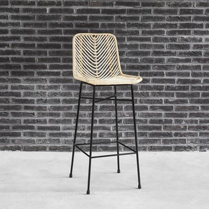 Barhocker aus Rattan und Metall