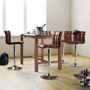 Barhocker Fitzgerald 46 x 97 x 50cm 2er Set Antikbraun / Chrom