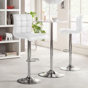 Barhocker Fitzgerald 46 x 97 x 50cm 2er Set Weiß / Chrom