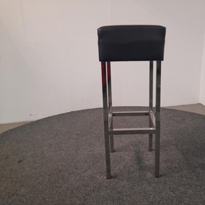Barhocker, Leder schwarz, Gestell verchromt, gebraucht