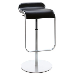 Barhocker Lem Lapalma Sitz Leder schwarz, Designer Shin, Tomoko Azumi, 63-75x37x42 cm