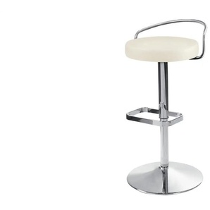 Barhocker mit Rückenbügel Leder - weiß - Materialmix - 44 cm - cm 46,0 | Möbel Kraft