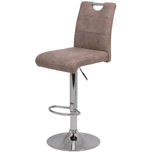 Barhocker Set in Beige Microfaser Lehne (2er Set)