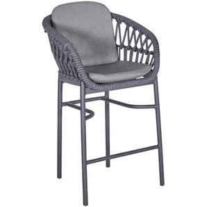BARI Barhocker, Rope: 12mm rund dunkelgrau, inkl. Auflage, Gestell: Aluminium anthrazit