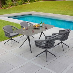 BARI Drehstuhl, Rope 7mm dunkelgrau, Gestell Alu anthrazit