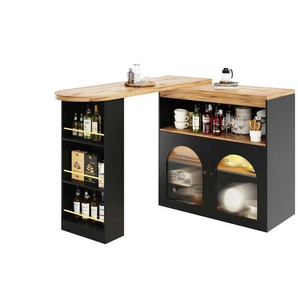 Barregal mit Drehplatte - schwarz - Materialmix - 193 cm - 105 cm | Möbel Kraft