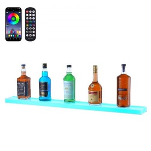 Barregal Weinregal, LED-beleuchtetes Hausbarregal mit RF-Fernbedienung und App-Steuerung, 1 stufiges Getränkebeleuchtungsregal aus Acryl, 1016 x 114 x 32 mm Weinflaschenständer Wand / Tisch ZTXLEDJPZSJ1DQ99ZV2
