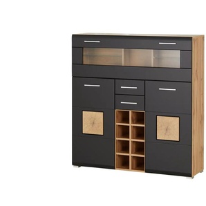 Barschrank - schwarz - Materialmix - 120 cm - 129 cm - cm 37,0 | Möbel Kraft