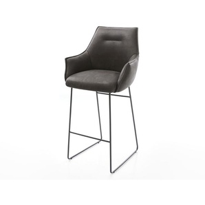 Barstuhl Alja-Flex Mikrofaser Anthrazit Vintage Kufengestell Metall Schwarz Taschenfederkern, Barstühle