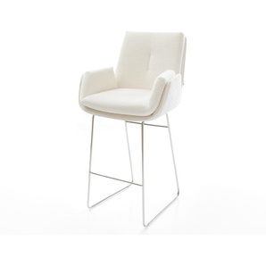 Barstuhl Clea-Flex Bouclé Soft Beige Kufengestell Edelstahl Silberfarben, Barstühle