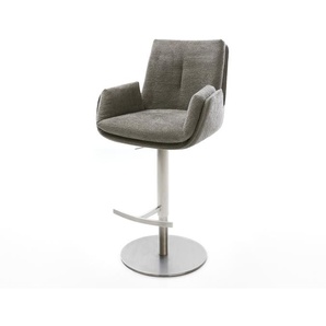 Barstuhl Clea-Flex Bouclé Soft Schlamm Drehfuß höhenverstellbar Edelstahl Silberfarben, Barstühle