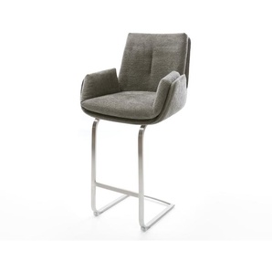 Barstuhl Clea-Flex Bouclé Soft Schlamm Freischwinger Flach Edelstahl Silberfarben, Barstühle