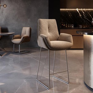 Barstuhl Clea-Flex Materialmix Schlamm Kufengestell Edelstahl, Barstühle