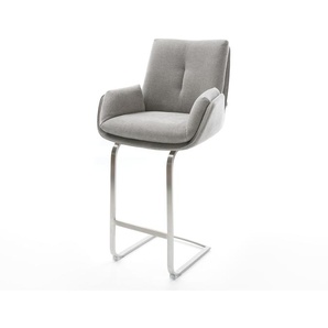Barstuhl Clea-Flex Strukturstoff Soft Grau Freischwinger Flach Edelstahl, Barstühle