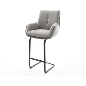 Barstuhl Clea-Flex Strukturstoff Soft Grau Freischwinger Flach Metall Taschenfederkern, Barstühle