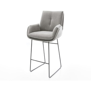 Barstuhl Clea-Flex Strukturstoff Soft Grau Kufengestell Metall, Barstühle