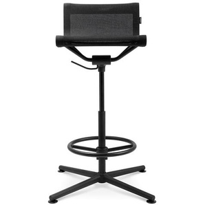 Barstuhl D1 Highstool Wagner Fußkreuz und Fußring Aluminium schwarz matt grau, Designer Stefan Diez, 83-109x77x77 cm