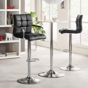 Barstuhl Fitzgerald 53 x 96 x 49cm Einzelstuhl Schwarz / Chrom