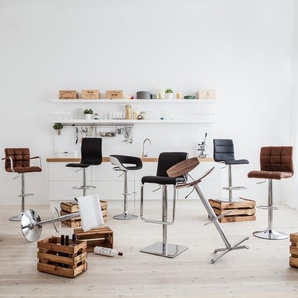 Barstuhl Fitzgerald 53 x 96 x 49cm 2er Set Antikbraun / Chrom